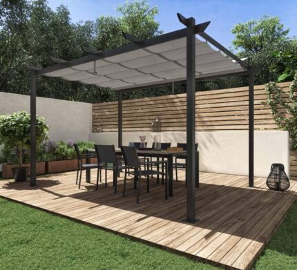 Pergola autoportante Omega, aluminium gris anthracite 2.85X4 m