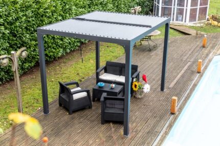 Pergola autoportante Per 2430 bi, aluminium gris anthracite, 7.2 m²