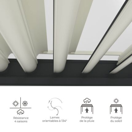 Pergola adossée TIERAL Caleta aluminium gris, 18,6 m²