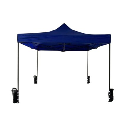 Mobili Rebecca Gazebo Chapiteau Pliant Bleu 4 Poids Métal Polyester Terrasse 3x3