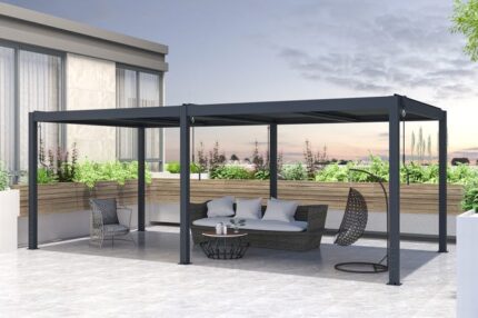 Pergola Bioclimatique SANTA 6x3m autoportée aluminium gris