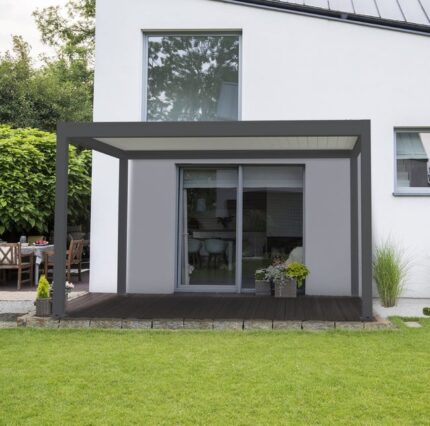 Pergola autoportante TIERAL Osaka aluminium gris anthracite, 12.15 m²