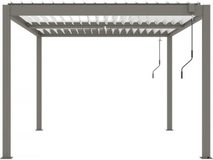 Pergola bioclimatique avec led "Windsor" en aluminium 3 x 4 - Taupe
