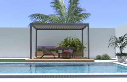 Pergola autoportante TIERAL Caleta aluminium gris, 12 m²