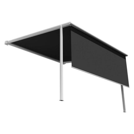 Store pergola toile rétractable - LURRA (Motorisé Secours à Télécommande - RAL9010 - Blanc - Acrylique - noir - 4.00m x 4.00m)