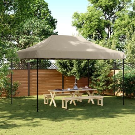 Tonnelle de jardin | Tente de réception pliable escamotable taupe 440x292x315 cm CFW63972