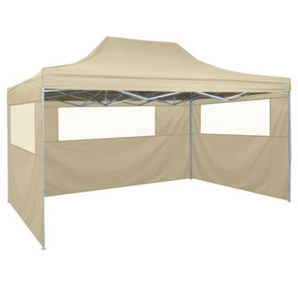 Maison Exclusive - Tente de réception pliable avec 3 parois 3x4 m Acier Crème
