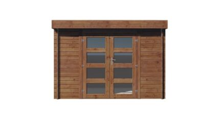 Abri de jardin en bois traité, ep 28 mm, surface utile 7.5m², INT024/INEKSA