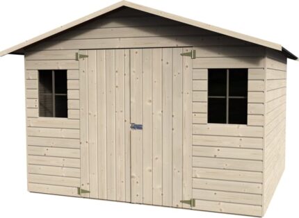 Abri jardin bois NORANDA - 6.14 m² - 2.70 x 2.27 x 2.12 m - Ep : 19 mm - Couleur : Naturel - Décor et Jardin