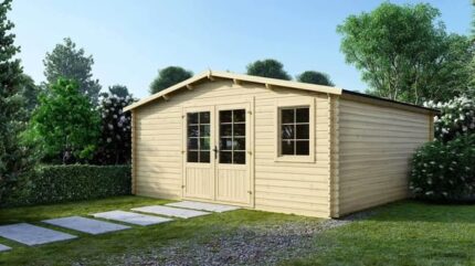 Abri de jardin en bois - 25m2 - 5x5m - Ep. 28mm - Couleur: naturel - DOM591 - ALTANKA
