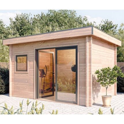 CHALET DE JARDIN CHEVRIL 11M² - BOIS DOUGLAS 55MM - PORTE & FENETRE PVC - TOITURE ACIER