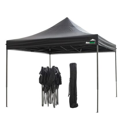 MaxxGarden Tente de Réception 3x3 m - 9m² - Easy-up avec structure en acier - Tonnelle de jardin - Barnum - Pliable - Avec sac - Noir
