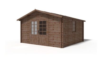 Abri de jardin en bois - 15,20m2 - 3,90x3,90m - Traité - Ep. 34mm - Couleur: marron - DOM563 - ALTANKA