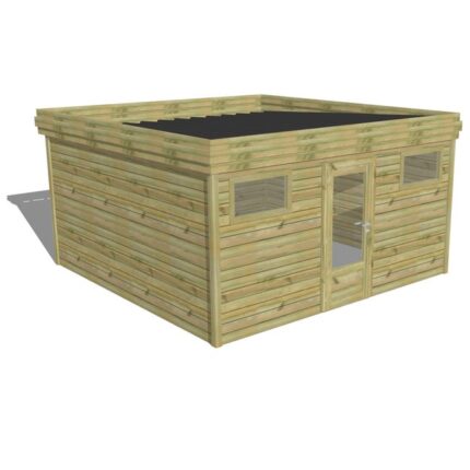 ABRI DE JARDIN bois Pin autoclave 27mm - 4,34x4,34m / 18,8m2 - Bac acier - Abri Français