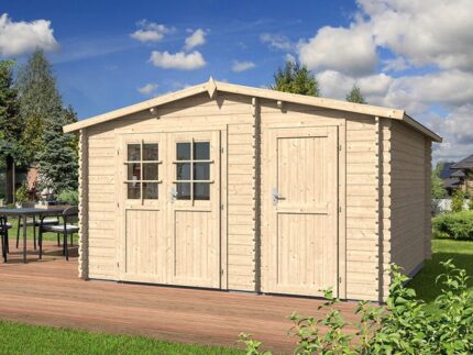 Abri de jardin en bois deux pans de 12.6m² avec 2 espaces