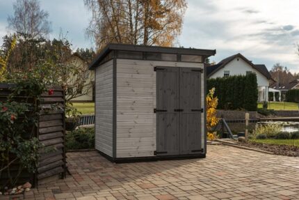 Upyard Abri de Jardin Strongbox L - Robuste Cabane à Outils en Bois, 203x163 cm, Gris