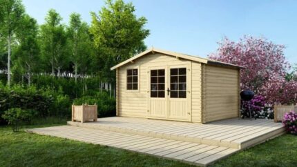Abri de jardin en bois - 11,70m2 - 3,90x3m - Ep. 34mm - Couleur: naturel - DOM561 - ALTANKA