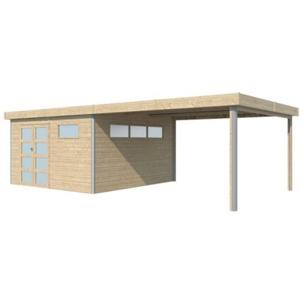 Chalet en bois profil aluminium contemporain avec extension 30.16 m² Avec plancher + gouttière Gardenas