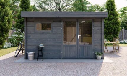 Abri de jardin TOUSCHALETS ROANNE 10 bois traité autoclave gris 388x248cm ép 28mm