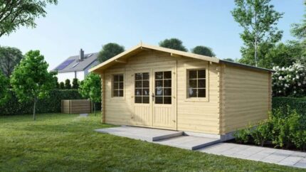 Abri de jardin en bois - 19,20m2 - 4,80x4m - Ep. 40mm - Couleur: naturel - DOM370 - ALTANKA