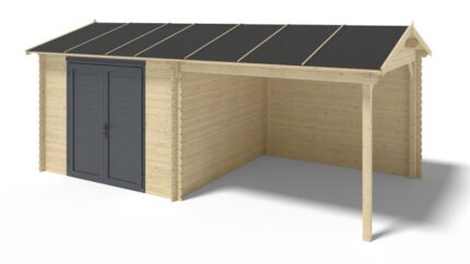 Abri de jardin en bois - 17,40m2 - 5,79x3m - Ep. 28mm - Couleur: naturel - DOM641 - ALTANKA