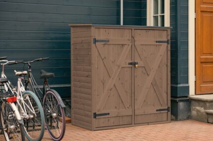 Upyard Abri de Jardin en Bois Naturel - Cabine de Rangement Extérieur - Cabane à Outils avec Système D'étagères 149x78x164 cm, Imprégné