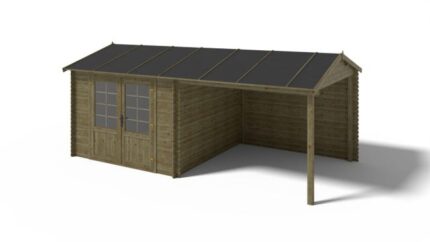 Abri de jardin en bois - 18m2 - 5,79x3m - Traité - Ep. 28mm - Couleur: vert - DOM624 - ALTANKA