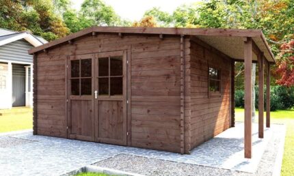 Abri de jardin TOUSCHALETS MARMANDE 18 APPENTIS bois traité autoclave 545x382cm ép 28mm