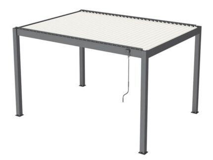 Pergola bioclimatique autoportée Star Led manuelle aluminium/lames - 3 x 4 m - grey/blanc