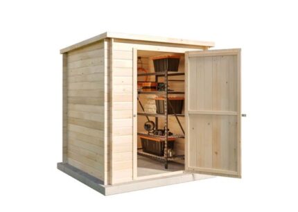 Cabane à outils Svendborg Alpholz, 2.4x2.4m dim. ext. (cas échéant incl. débord de toit) naturel, épaisseur paroi : 19mm, 5,8m² totale