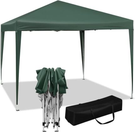 Tonnelle de Jardin. Tente Pliante. Protection du Soleil UV 50+. Facile à Installer Hauteur Réglable 3x3m. Vert,WOLTU