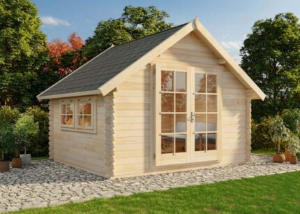 Abri de jardin Ronja-28 Alpholz, 3.9x3.2m dim. ext. (cas échéant incl. débord de toit) naturel, épaisseur paroi : 28mm, 12,5m² totale