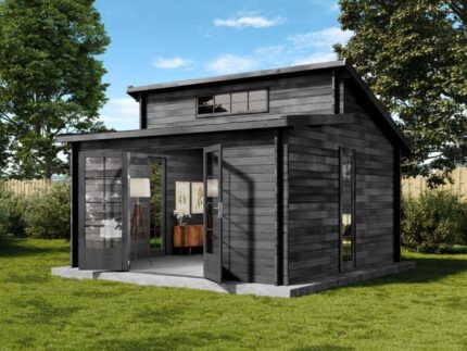 Abri de jardin Lausitz ISO Alpholz, 4.4x4.4m dim. ext. (cas échéant incl. débord de toit) imprégné, 19,4m² superficie totale