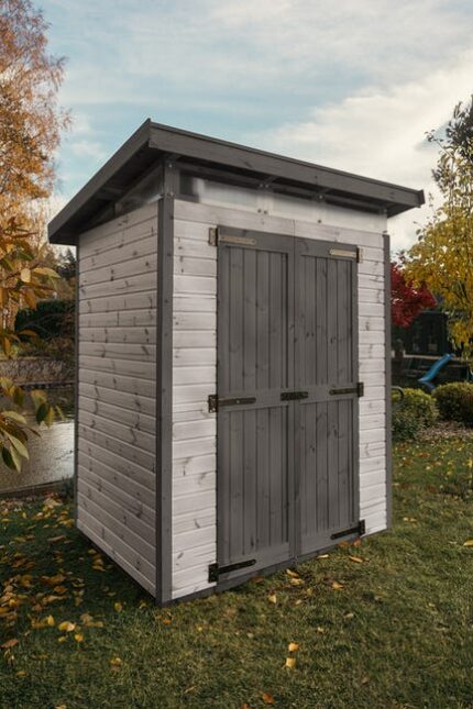 Upyard Abri de Jardin Strongbox M - Robuste Cabane à Outils en Bois, 163x127 cm, Gris