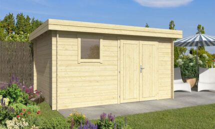 Abri de jardin TOUSCHALETS LYON 11 bois 378x298cm ép 34mm - porte pleine