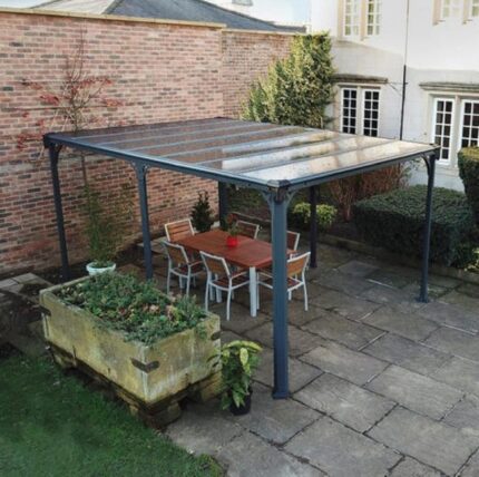 Tonnelle autoportante ouverte MILANO 4300 13.2m², alu et polycarbonate, PALRAM