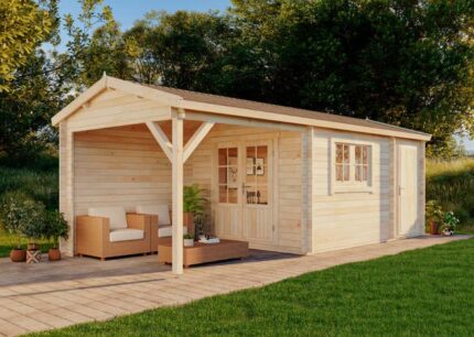 Abri de jardin Burgsee-40 Alpholz, 7.1x3.2m dim. ext. (cas échéant incl. débord de toit) naturel, épaisseur paroi : 40mm, 23m² totale