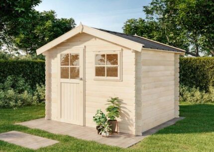 Cabane à outils Salzburg Alpholz, 3.2x3.1m dim. ext. (cas échéant incl. débord de toit) naturel, épaisseur paroi : 28mm, 9,8m² totale