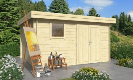 Abri de jardin TOUSCHALETS LYON 13 bois 378x338cm ép 34mm - porte pleine