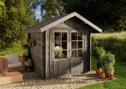 Abri de jardin Palma Alpholz, 2.6x2.6m dim. ext. (cas échéant incl. débord de toit) imprégné, épaisseur paroi : 28mm, 6,8m² totale