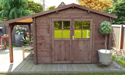 Abri de jardin TOUSCHALETS MARMANDE 9 APPENTIS bois traité autoclave 393x280cm ép 28mm