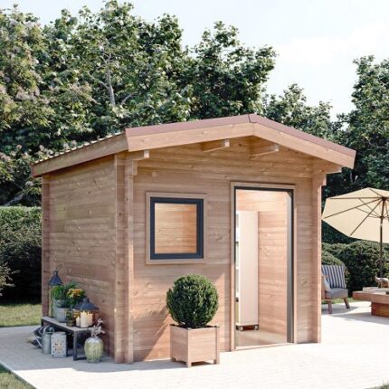 CHALET DE JARDIN RIVOIRE 8M² - BOIS DOUGLAS 55MM - PORTE & FENETRE PVC - TOITURE ACIER