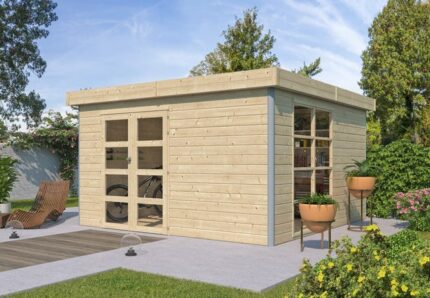 Abri jardin bois 28mm + toit acier - 15m2