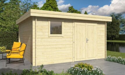 Abri de jardin TOUSCHALETS LYON 15 bois 378x378cm ép 34mm - porte pleine