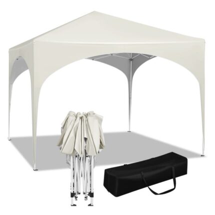 Tonnelle de Jardin. Tente de Fête avec Toit en Demi-Cercle. Pliable Imperméable. Pieds Réglables. 3x3m Beige,WOLTU