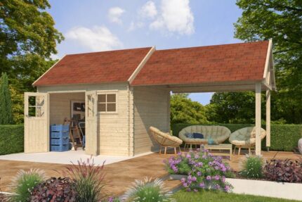 Abri jardin avec auvent 23m2