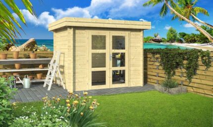 Abri de jardin TOUSCHALETS LYON 5 bois 248x188cm ép 34mm - porte vitrée