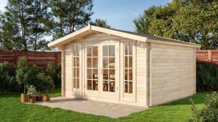 Abri de jardin Westerwald-44 Alpholz, 4x4.2m dim. ext. (cas échéant incl. débord de toit) naturel, épaisseur paroi : 44mm, 17m² totale