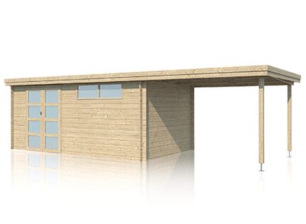 Abri jardin bois toit acier 24m2