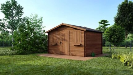 Abri de jardin en bois - 12m2 - 4x3m - Traité - Ep. 28mm - Couleur: marron - DOM418 - ALTANKA